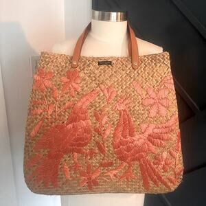Rare! Kate Spade Oaxaca Large Straw Raffia Summer Beach Tote Bag